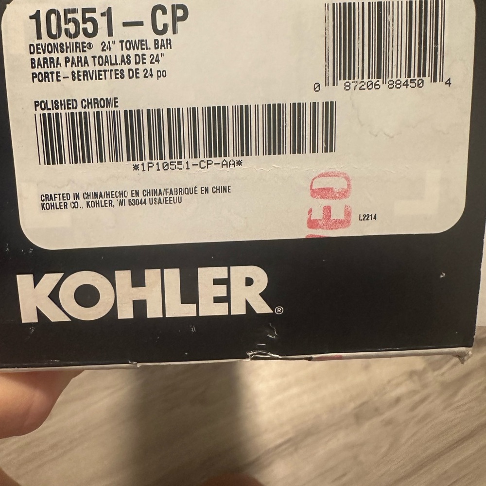 Kohler Polished Chrome Towel Bar